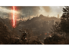 Charger l'image dans la galerie, Un guerrier avec une arme dans un paysage fantastique avec un effet de foudre rouge.