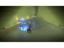 Charger l'image dans la galerie, Luigi fuyant des fantômes dans un environnement vert et enfumé dans un jeu vidéo.