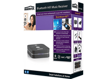 Charger l'image dans la galerie, Boîte avec un appareil et des images. Il fait la promotion du streaming Bluetooth pour les installations Hi-Fi.