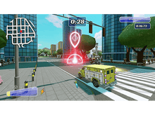 Charger l'image dans la galerie, Scène de ville de dessin animé avec une ambulance se dirigeant vers un marqueur.