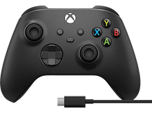 Charger l'image dans la galerie, Manette Xbox noire avec boutons colorés, une croix directionnelle et un câble USB.