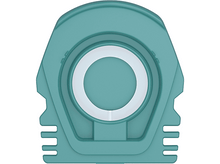 Charger l'image dans la galerie, Un chargeur Apple Watch de couleur sarcelle. Cercle blanc au centre. Forme rectangulaire arrondie.