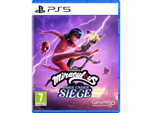 Charger l'image dans la galerie, Jaquette du jeu PS5 : personnages de Miraculous Ladybug en action, Paris Under Siege, avec la Tour Eiffel en fond.