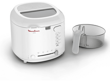 Charger l'image dans la galerie, Une friteuse blanche avec un panier et une poignée est montrée.