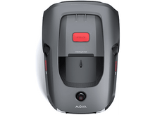 Charger l'image dans la galerie, Tondeuse robot grise vue de dessus. Bouton stop rouge.