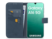 Charger l'image dans la galerie, Étui de téléphone bleu avec des fentes pour cartes de crédit et un Samsung Galaxy A16 5G.