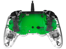 Charger l'image dans la galerie, Manette de jeu transparente révélant un circuit imprimé vert et des composants internes, avec un câble noir.