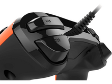 Charger l'image dans la galerie, Manette de jeu noire avec des accents orange, montrant les boutons R1 et R2.