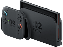 Charger l'image dans la galerie, Console Nintendo Switch avec deux manettes Joy-Con attachées, schéma de couleurs noir et gris.