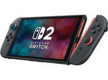 Charger l'image dans la galerie, Une Nintendo Switch OLED avec manettes détachées. L'écran affiche le logo d'un jeu.
