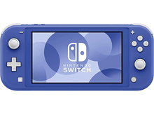 Charger l'image dans la galerie, Console Nintendo Switch Lite bleue, écran affichant le logo Switch.