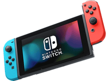 Charger l'image dans la galerie, Console Nintendo Switch avec des manettes rouges et bleues.