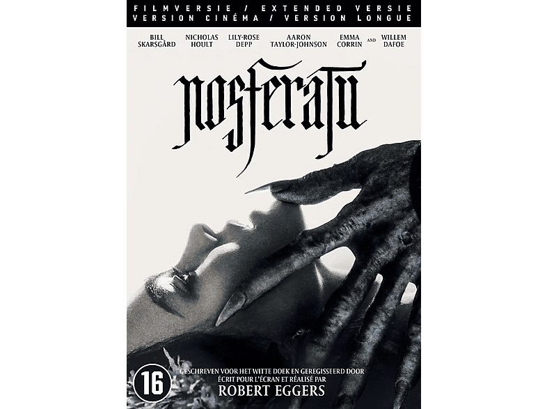 Affiche du film 'Nosferatu' avec une main tendue vers le visage d'une femme.