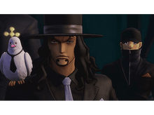 Charger l'image dans la galerie, Personnages de style anime : un homme aux longs cheveux noirs, un oiseau et un autre homme.