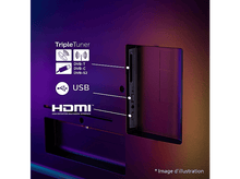 Charger l'image dans la galerie, Gros plan sur les ports d'un téléviseur : USB, HDMI et autres connexions avec des étiquettes textuelles.