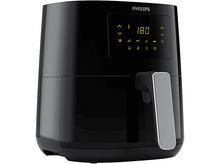Charger l'image dans la galerie, Une friteuse à air noire avec écran numérique et poignée argentée.