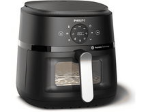 Charger l'image dans la galerie, Friteuse à air noire avec une poignée et un affichage numérique. La technologie RapidAir est visible.