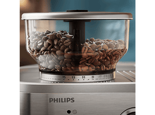 Charger l'image dans la galerie, Machine à café avec grains à l'intérieur, design argenté et verre.