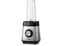 Charger l'image dans la galerie, Blender argent et noir avec un récipient en plastique transparent.