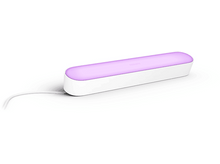 Charger l'image dans la galerie, Barre lumineuse Philips Hue : socle blanc, émission de lumière violette, sur fond blanc.