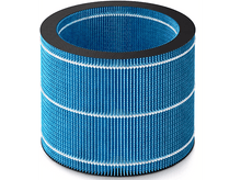 Charger l'image dans la galerie, Filtre à air cylindrique avec matériau plissé bleu et bords supérieur et inférieur noirs.