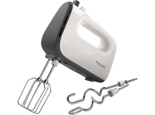 Charger l'image dans la galerie, Mixeur plongeant Philips blanc et gris avec fouets et un accessoire crochet.