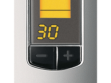 Charger l'image dans la galerie, Gros plan d'un écran numérique affichant le nombre 30, avec des boutons plus et moins.