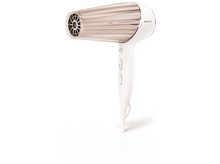Charger l'image dans la galerie, Sèche-cheveux Philips blanc avec détails roses, fond blanc.