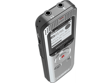 Charger l'image dans la galerie, Enregistreur vocal numérique argent et noir. Il possède un écran, des boutons, un micro et des prises casque.