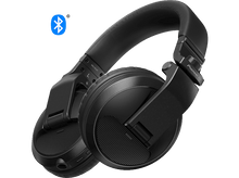 Charger l'image dans la galerie, Casque DJ noir avec un symbole Bluetooth bleu. Conception circum-aurale.