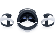 Charger l'image dans la galerie, Casque VR et contrôleurs, blanc et noir, vue de dessus.
