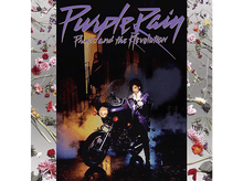 Charger l'image dans la galerie, Pochette de l'album 'Purple Rain' de Prince, un homme à moto sur fond sombre.