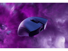 Charger l'image dans la galerie, Une souris de jeu bleue sur un fond enfumé violet et blanc.