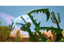 Charger l'image dans la galerie, Un insecte vert avec de grandes mâchoires, dans une scène de désert fantastique avec une planète.