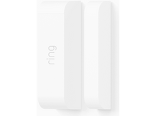 Charger l'image dans la galerie, Deux capteurs de sécurité blancs et rectangulaires, un avec le logo 'ring'. Montés verticalement sur une surface blanche.