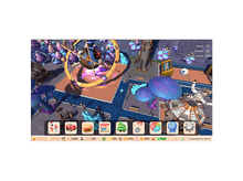 Charger l'image dans la galerie, Interface de jeu avec ville spatiale. Bâtiments, ressources et icônes visibles.