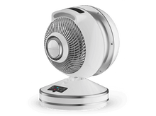 Charger l'image dans la galerie, Ventilateur blanc et argenté, design circulaire, fond noir.