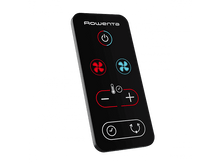 Charger l'image dans la galerie, Une télécommande noire avec des boutons rouges et bleus.