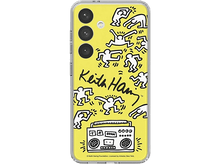 Charger l'image dans la galerie, Coque de téléphone jaune avec des figures de Keith Haring et design boombox.