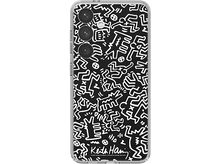 Charger l'image dans la galerie, Coque de téléphone Keith Haring, art abstrait noir et blanc avec signature, coque transparente.