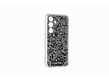 Charger l'image dans la galerie, Une coque de téléphone avec un design noir et blanc de Keith Haring. Elle présente de l'art en ligne abstrait et la signature de l'artiste.