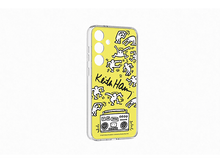 Charger l'image dans la galerie, Coque de téléphone jaune avec art de Keith Haring. Figures noires.