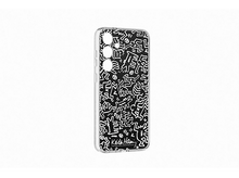 Charger l'image dans la galerie, Coque de téléphone noir et blanc avec l'art de Keith Haring. La coque est transparente et l'art est au dos.