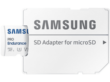 Charger l'image dans la galerie, Adaptateur de carte SD blanc avec une carte microSD Samsung insérée.
