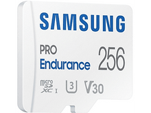 Charger l'image dans la galerie, Une carte SD Samsung Pro Endurance blanche avec le texte '256'.