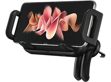 Charger l'image dans la galerie, Un support de téléphone noir avec un téléphone à l'intérieur. Le téléphone a un écran coloré.