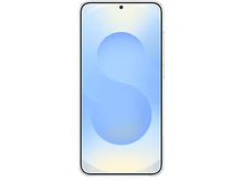 Charger l'image dans la galerie, Un smartphone blanc avec un design en dégradé bleu clair et jaune en forme de 'S' sur l'écran, isolé sur fond blanc.