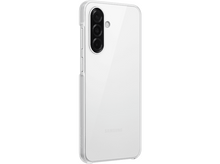 Charger l'image dans la galerie, Une coque de téléphone blanche sur fond blanc. Elle possède trois découpes pour l'appareil photo et le logo Samsung.