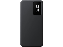 Charger l'image dans la galerie, Un étui de téléphone noir avec un écran affichant l'heure, sur un fond noir.