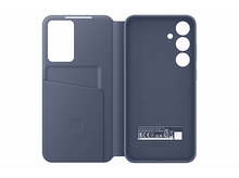 Charger l'image dans la galerie, Étui de téléphone bleu ouvert, montrant fente pour carte et dos.